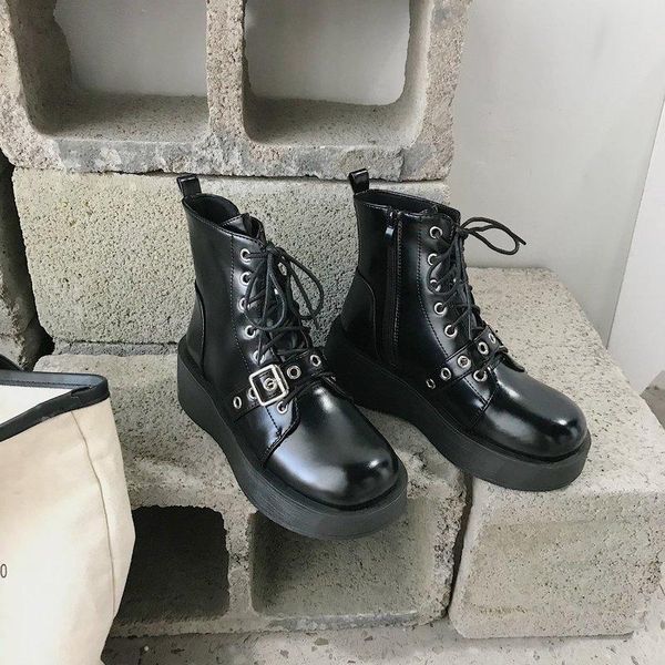 boots women shoes female british style flat platform mid calf femenino motorcycle boot feminine work booties botas, Black
boots women shoes female british style flat platform mid calf femenino motorcycle boot feminine work booties botas, Black