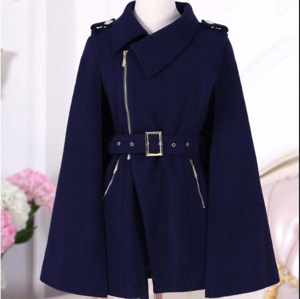autumn winter women coats dark blue british zip cloak woolen coat thick slim handsome women's wool & blends, Black
autumn winter women coats dark blue british zip cloak woolen coat thick slim handsome women's wool & blends, Black