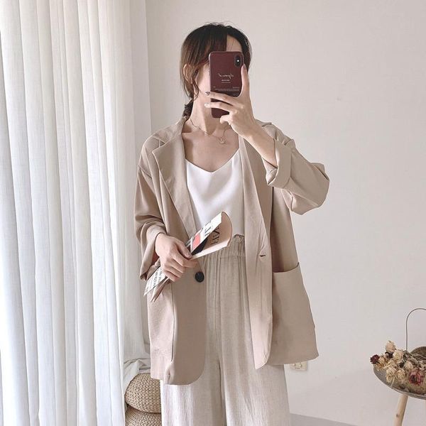 women's suits & blazers spring 2021 korean style loose suit collar solid color temperament thin section mid-length long-sleeved jacket, White;black
women's suits & blazers spring 2021 korean style loose suit collar solid color temperament thin section mid-length long-sleeved jacket, White;black