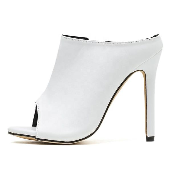 slippers ins peep toe stiletto women high heels sandals white shoes, Black