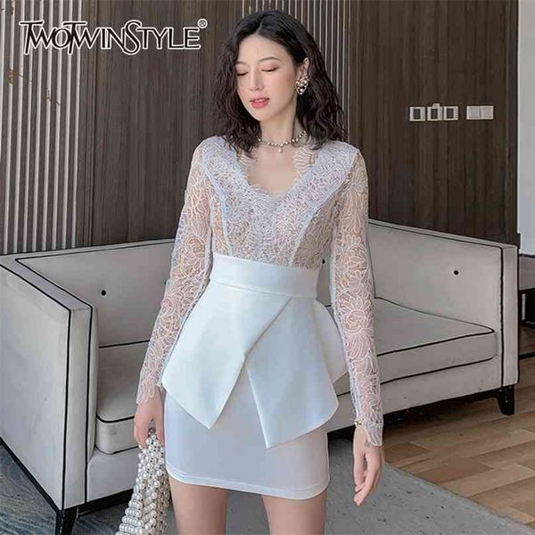 white patchwork lace dress for women o neck long sleeve high waist elegant mini dresses female fashion clothing 210520, Black;gray
white patchwork lace dress for women o neck long sleeve high waist elegant mini dresses female fashion clothing 210520, Black;gray
