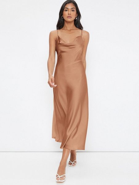 cowl neck solid slip dress s6eo#, Black;gray