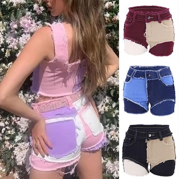 women's shorts women patchwork cotton denim mid waist summer streetwear color block skinny jean haircut beggar shortpants, White;black
women's shorts women patchwork cotton denim mid waist summer streetwear color block skinny jean haircut beggar shortpants, White;black
