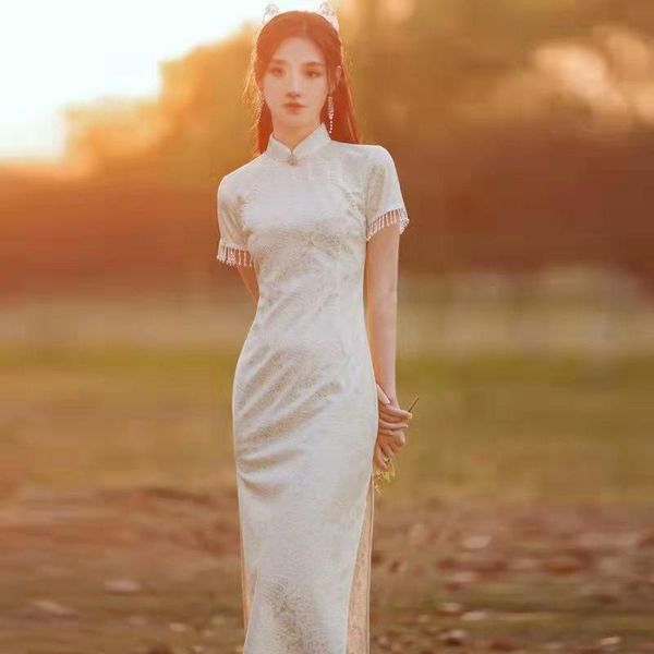ethnic clothing party dresses women evening chinese traditional costumes cheongsam tassel beads short sleeve slim modern qipao clothes, Red
ethnic clothing party dresses women evening chinese traditional costumes cheongsam tassel beads short sleeve slim modern qipao clothes, Red