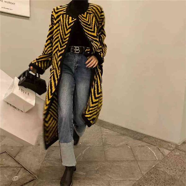 women's knitwear autumn winter striped long cardigans pocket oversize no belt elegant knitted lady swc1090jx 210427, White;black
women's knitwear autumn winter striped long cardigans pocket oversize no belt elegant knitted lady swc1090jx 210427, White;black