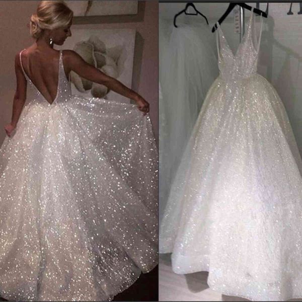 beach glitter wedding dress v neck party bride dresses vestido de noiva gelinlik arabic mariee shiny wedding dresses casamento, White
beach glitter wedding dress v neck party bride dresses vestido de noiva gelinlik arabic mariee shiny wedding dresses casamento, White