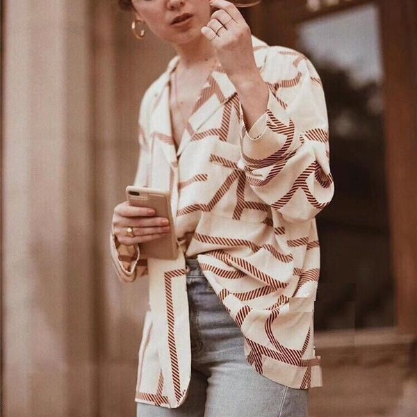 100% silk geometric print blouse women notched long sleeve loose ladies casual single breasted shirts women's blouses &, White
100% silk geometric print blouse women notched long sleeve loose ladies casual single breasted shirts women's blouses &, White