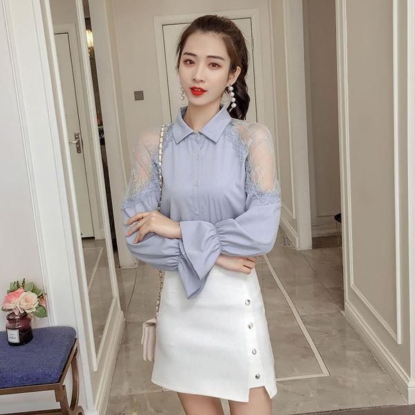 women's blouses & shirts 2021 autumn fashion women patchwork slim lace atginning blouse shirt blue 1821, White
women's blouses & shirts 2021 autumn fashion women patchwork slim lace atginning blouse shirt blue 1821, White