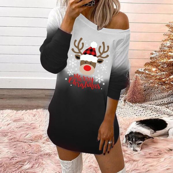 casual dresses off shoulder sweatshirt women's christmas print gradient loose sweater irregular dress females vestidos, Black;gray
casual dresses off shoulder sweatshirt women's christmas print gradient loose sweater irregular dress females vestidos, Black;gray