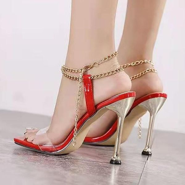 sandals women summer fashion women's 2021 buckle thin heels metal chain transparent high shoes, Black
sandals women summer fashion women's 2021 buckle thin heels metal chain transparent high shoes, Black