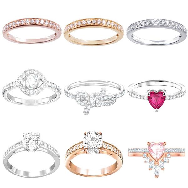 cluster rings swa original fashion classic bow red love round diamond ring jewelry wholesale., Golden;silver
cluster rings swa original fashion classic bow red love round diamond ring jewelry wholesale., Golden;silver