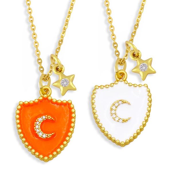 pendant necklaces eyika fashion neon enamel moon star shield necklace women pave zircon gold plated fluorescent color collar party jewelry, Silver 
pendant necklaces eyika fashion neon enamel moon star shield necklace women pave zircon gold plated fluorescent color collar party jewelry, Silver