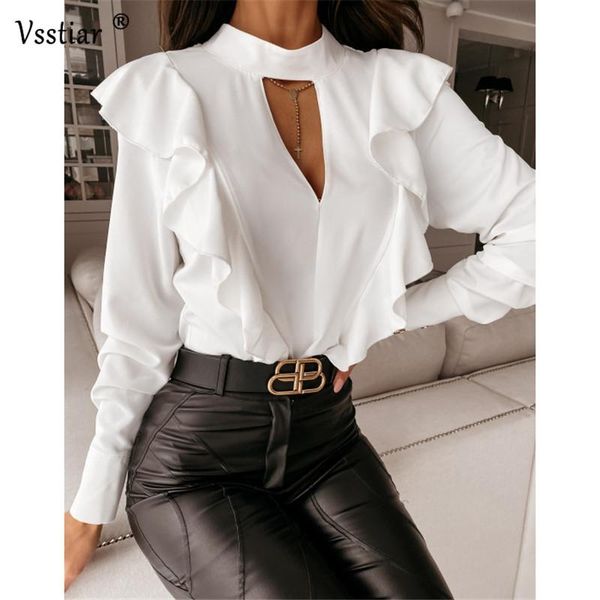 ruffles women shirts 2021 fashion v neck hollow out blouse casual long sleeve office ladies blouses autumn winter women's &, White
ruffles women shirts 2021 fashion v neck hollow out blouse casual long sleeve office ladies blouses autumn winter women's &, White