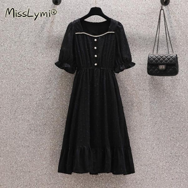 plus size dresses 4xl women elegant sequin embroidery black dress summer 2021 french vintage puff sleeve elastic waist ruffle
plus size dresses 4xl women elegant sequin embroidery black dress summer 2021 french vintage puff sleeve elastic waist ruffle