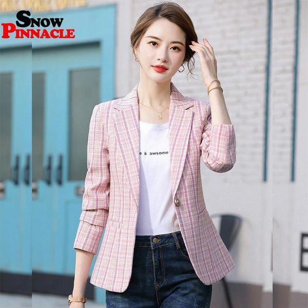 women blazer autumn slim single button plaid pockets jackets female retro suits coat feminino blazers 210524, White;black
women blazer autumn slim single button plaid pockets jackets female retro suits coat feminino blazers 210524, White;black