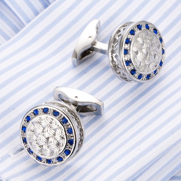 french shirt sleeve button round blue rhinestone crystal cuff links men business dress cuff links, Silver
french shirt sleeve button round blue rhinestone crystal cuff links men business dress cuff links, Silver