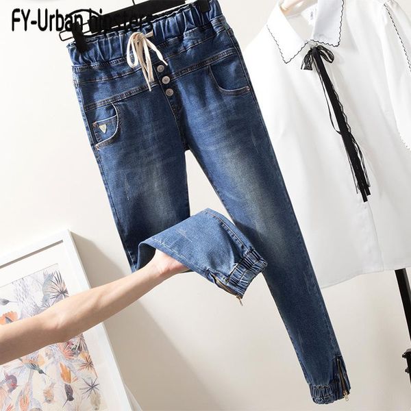 women's jeans ankle length lace up women high waist with button elastic denim cotton pencil pants zipper leg woman stretch, Blue
women's jeans ankle length lace up women high waist with button elastic denim cotton pencil pants zipper leg woman stretch, Blue