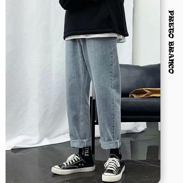 men's jeans preto branco leg pants elastic waist teenager casual mouth kpop clothes hiphop wide long retro xys, Blue
men's jeans preto branco leg pants elastic waist teenager casual mouth kpop clothes hiphop wide long retro xys, Blue