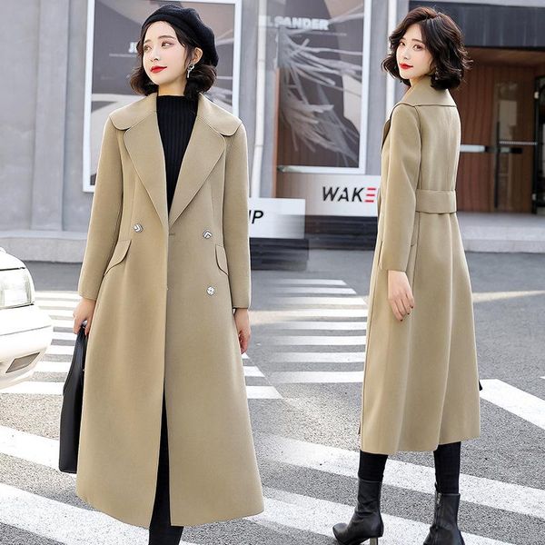 women's wool & blends double woolen overcoat fashion temperament 2021 winter clothes korean version loose over knee, Black
women's wool & blends double woolen overcoat fashion temperament 2021 winter clothes korean version loose over knee, Black