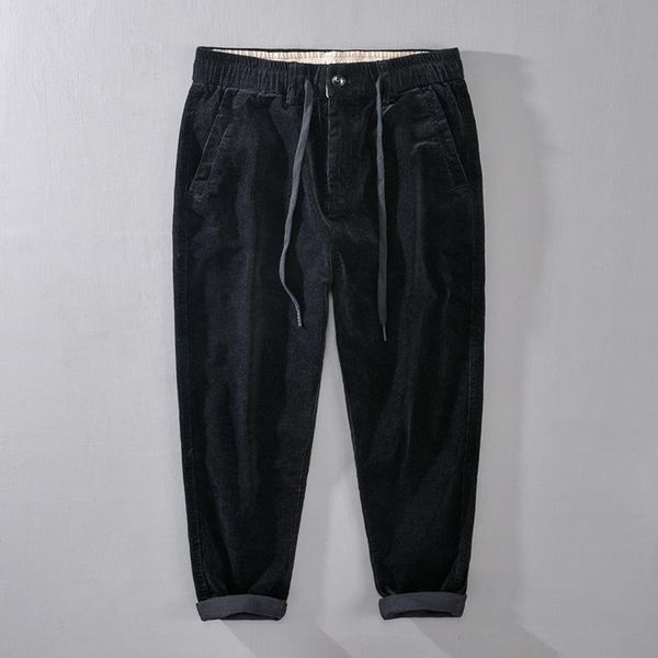 men's pants winter fall solid color elastic waist thick warm retro corduroy men japan style loose casual straight trouser, Black
men's pants winter fall solid color elastic waist thick warm retro corduroy men japan style loose casual straight trouser, Black