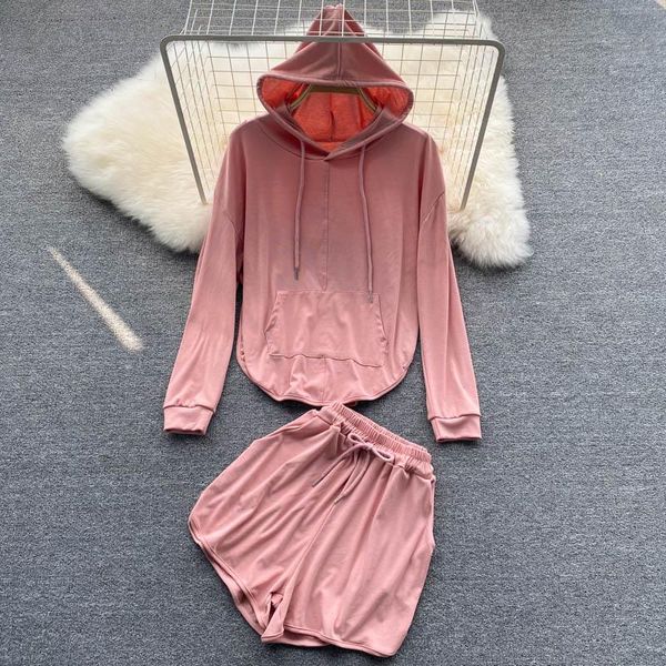 women's tracksuits solid pink sweatshirts set women two piece outfits oversized hoodied string shirts + shorts loose trousers, Gray
women's tracksuits solid pink sweatshirts set women two piece outfits oversized hoodied string shirts + shorts loose trousers, Gray