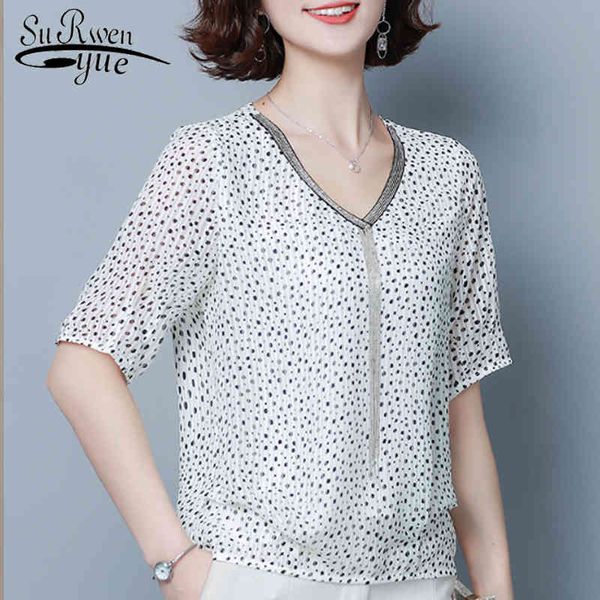casual dames women summer blouse short sleeve polka dot chiffon womens and s 4538 50 210521, White
casual dames women summer blouse short sleeve polka dot chiffon womens and s 4538 50 210521, White