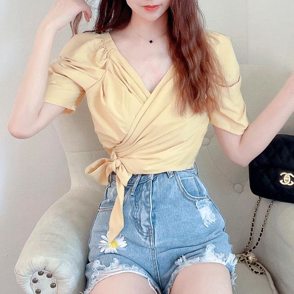 women's blouses & shirts coigarsam french style shirt womens summer puff sleeve thin high waist belt v-neck women white 6112
women's blouses & shirts coigarsam french style shirt womens summer puff sleeve thin high waist belt v-neck women white 6112