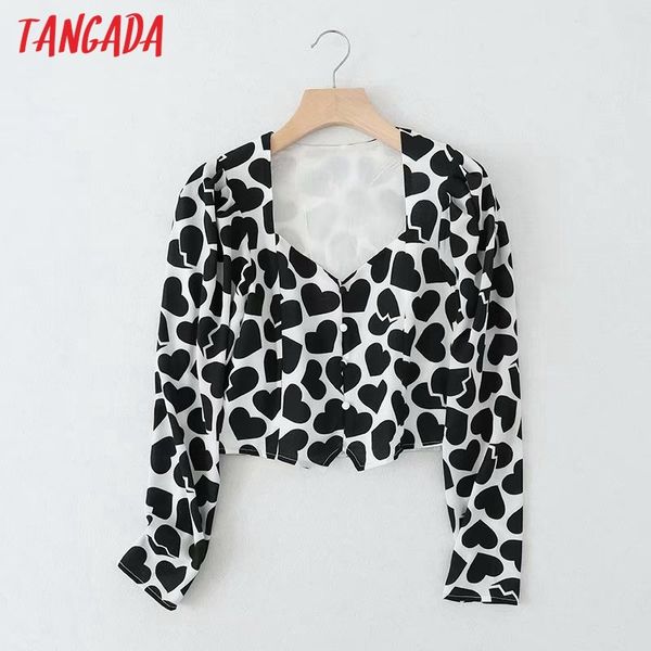women retro heart print crop long sleeve chic female short blouse shirt 5b20 210416, White
women retro heart print crop long sleeve chic female short blouse shirt 5b20 210416, White