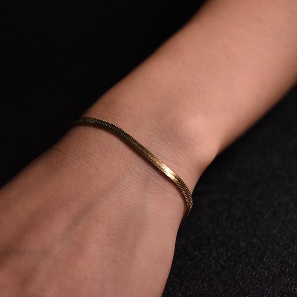 link, chain gold silver color 3mm snake cute fashion women lady bracelets stainless steel jewelry christmas gifts, Black
link, chain gold silver color 3mm snake cute fashion women lady bracelets stainless steel jewelry christmas gifts, Black