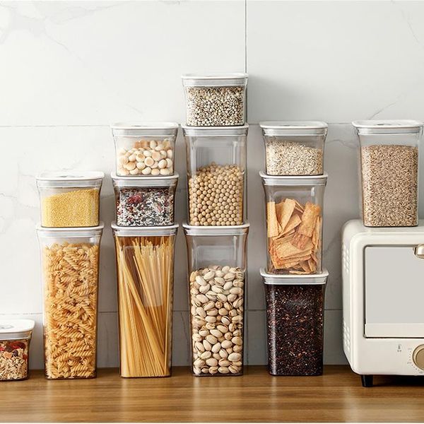 storage bottles & jars kitchen food box container set organizer square vacuum lid airtight pantry noodle legume cereals rice pasta 
storage bottles & jars kitchen food box container set organizer square vacuum lid airtight pantry noodle legume cereals rice pasta