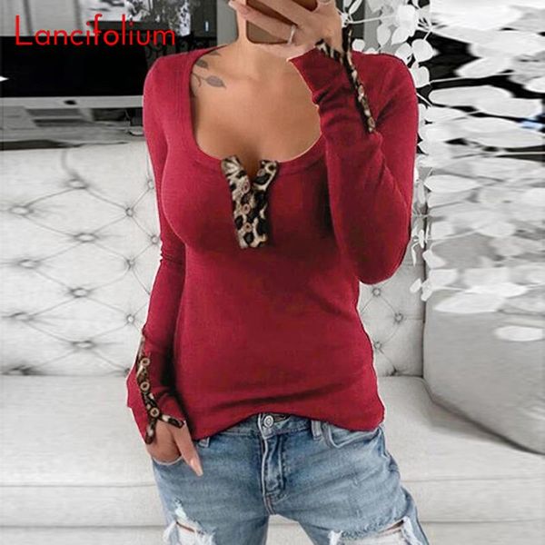 women's t-shirt square v neck button up tshirt women spring autumn long sleeve t shirt ladies red leopard plus size tees drop, White
women's t-shirt square v neck button up tshirt women spring autumn long sleeve t shirt ladies red leopard plus size tees drop, White