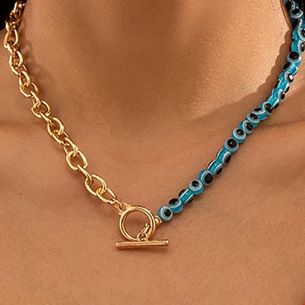 chokers simple charm eye beaded choker necklace for female chunky cuban chain splicing ot button jewelry, Golden;silver
chokers simple charm eye beaded choker necklace for female chunky cuban chain splicing ot button jewelry, Golden;silver
