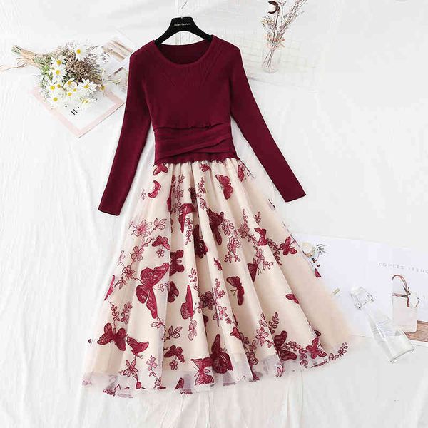 fashion butterfly flower embroidery mesh patchwork pullover knitted dress spring long sleeve o-neck office midi dresses 210416, Black;gray
fashion butterfly flower embroidery mesh patchwork pullover knitted dress spring long sleeve o-neck office midi dresses 210416, Black;gray