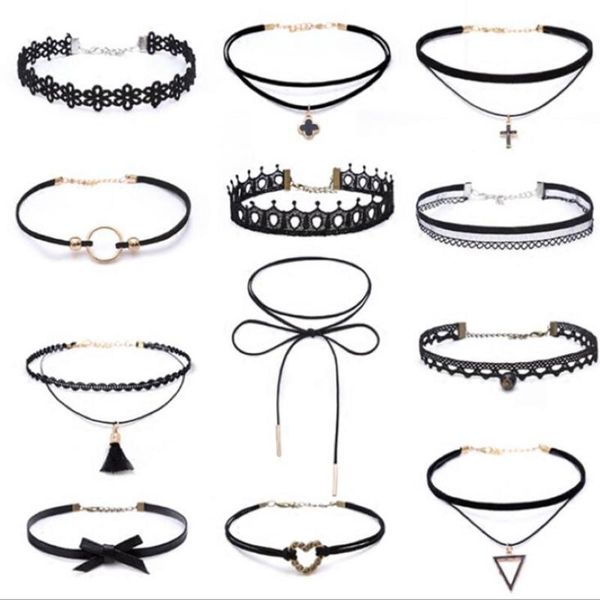 pendant necklaces 12 pieces hollow designs punk gothic stretch velvet lace choker fashion jewelry necklace for women collier femme, Silver
pendant necklaces 12 pieces hollow designs punk gothic stretch velvet lace choker fashion jewelry necklace for women collier femme, Silver