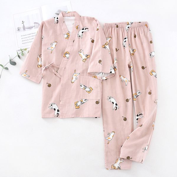 2021cotton gauze spa cat print women pajamas set half sleeve yukata cardigan long pants absorbent harajuku woman sleepwear sets 2021, Black;red
2021cotton gauze spa cat print women pajamas set half sleeve yukata cardigan long pants absorbent harajuku woman sleepwear sets 2021, Black;red