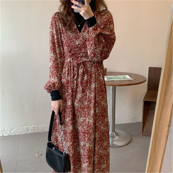 dresses printed flowers chic women sweet sale v-neck high waist gentle slim vintage long elegance vestidos, Black;gray
dresses printed flowers chic women sweet sale v-neck high waist gentle slim vintage long elegance vestidos, Black;gray