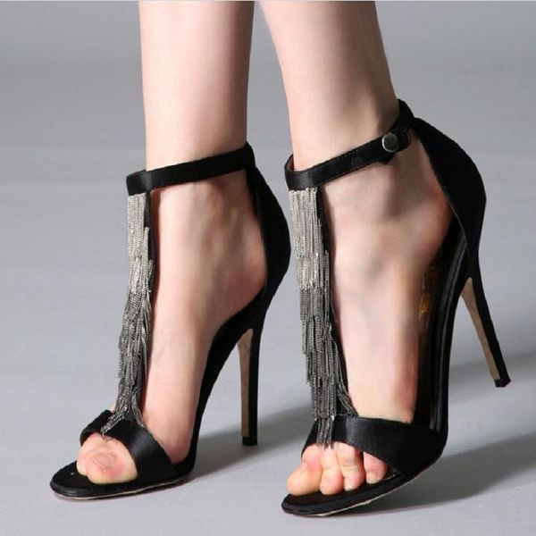 sandals 2021 feminine high-heeled summer women's fashion tassel open toe straps simple stiletto plus size, Black
sandals 2021 feminine high-heeled summer women's fashion tassel open toe straps simple stiletto plus size, Black