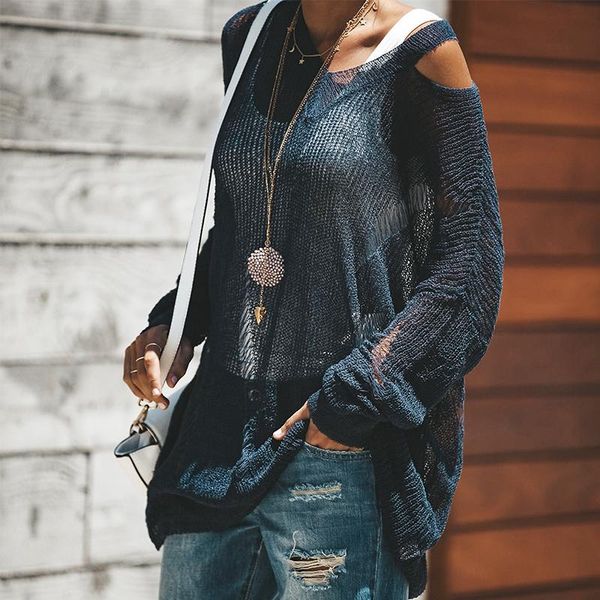 women's sweaters long off the shoulder sweater women punk hollow out thin hole pullover jumpers cool broken knit slit top, White;black
women's sweaters long off the shoulder sweater women punk hollow out thin hole pullover jumpers cool broken knit slit top, White;black