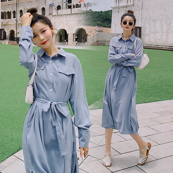 115# 2021 spring korean fashion maternity long dress tie waist loose blouses clothes for pregnant women side split pregnancy dresses, White
115# 2021 spring korean fashion maternity long dress tie waist loose blouses clothes for pregnant women side split pregnancy dresses, White
