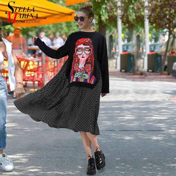 Casual Dresses Autumn Winter Woman Black Cartoon Beads Polka Dot Print Full Sleeve Lady Cute Loose Midi robe femme 3243 LOGK, Black;gray
Casual Dresses Autumn Winter Woman Black Cartoon Beads Polka Dot Print Full Sleeve Lady Cute Loose Midi robe femme 3243 LOGK, Black;gray