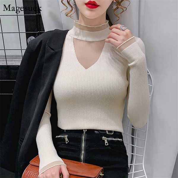 long sleeve knitted sweater women mesh patchwork jumper turtleneck inner base slim woman s pull femme 11591 210512, White;black
long sleeve knitted sweater women mesh patchwork jumper turtleneck inner base slim woman s pull femme 11591 210512, White;black