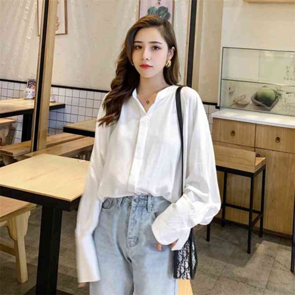 arrival spring autumn women long sleeve loose shirts all-matched casual v-neck white korean blouse female blusas mujer s385 210512
arrival spring autumn women long sleeve loose shirts all-matched casual v-neck white korean blouse female blusas mujer s385 210512