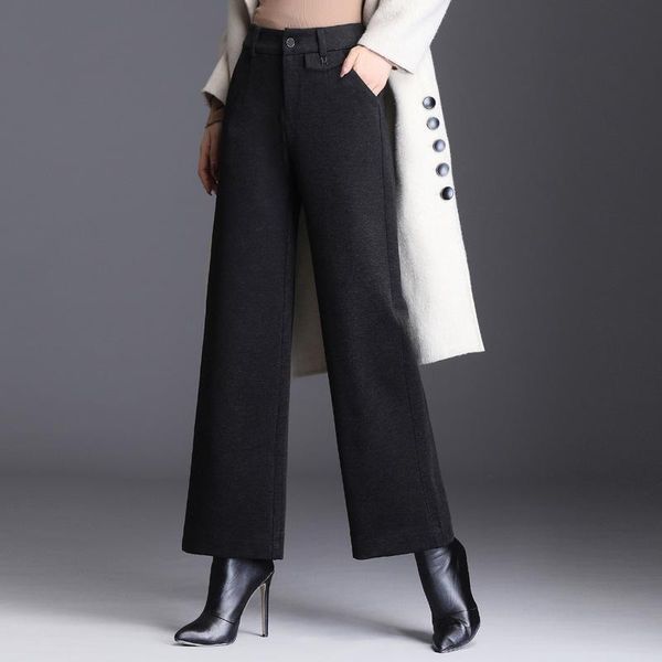 women's pants & capris woolen wide leg woman high waist autumn winter warm wool office ladies work business straight trousers female pl, Black;white
women's pants & capris woolen wide leg woman high waist autumn winter warm wool office ladies work business straight trousers female pl, Black;white