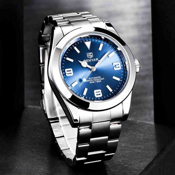 brand luxury men watches benyar mechanical automatic blue 50m waterproof casual steel business lighting, Slivery;brown
brand luxury men watches benyar mechanical automatic blue 50m waterproof casual steel business lighting, Slivery;brown