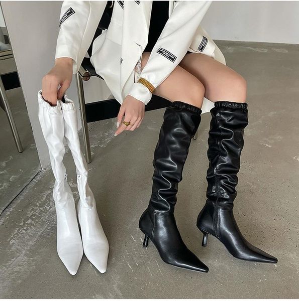 boots 2022 ladies thin high women long boot shoes fashion pleated pointed toe slip on winter knee-high, Black
boots 2022 ladies thin high women long boot shoes fashion pleated pointed toe slip on winter knee-high, Black