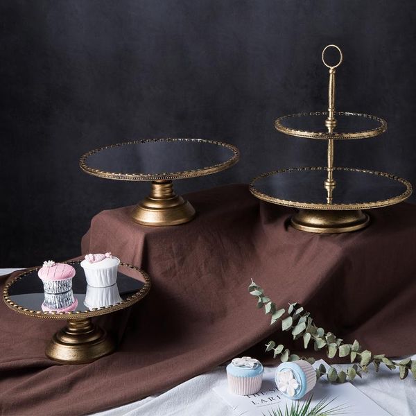 other bakeware european metal and glass mirror tray decoration ornament double-layer fruit plate dessert biscuit cake stand wedding 
other bakeware european metal and glass mirror tray decoration ornament double-layer fruit plate dessert biscuit cake stand wedding