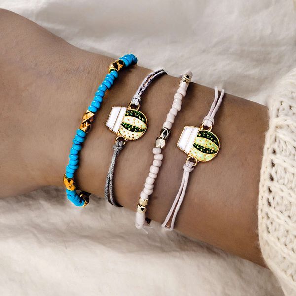 hand catenary jewelry summer handmade beaded cactus woven bracelet and 4-piece anklet set for women, Black
hand catenary jewelry summer handmade beaded cactus woven bracelet and 4-piece anklet set for women, Black