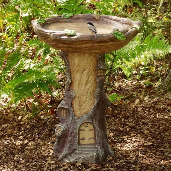 garden decorations full-size fairy birdbath with miniature house in a tree stump hand-painted all-weather wood-look resin fq-ing
garden decorations full-size fairy birdbath with miniature house in a tree stump hand-painted all-weather wood-look resin fq-ing