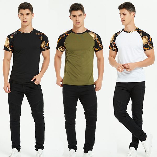 fashion t-shirt multi color round neck men's casual personalized creative short sleeve, White;black
fashion t-shirt multi color round neck men's casual personalized creative short sleeve, White;black