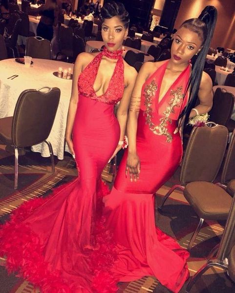 red feather long mermaid prom dresses two pieces sweep strain sleeveless stain formal evening gowns party dress, White;black
red feather long mermaid prom dresses two pieces sweep strain sleeveless stain formal evening gowns party dress, White;black